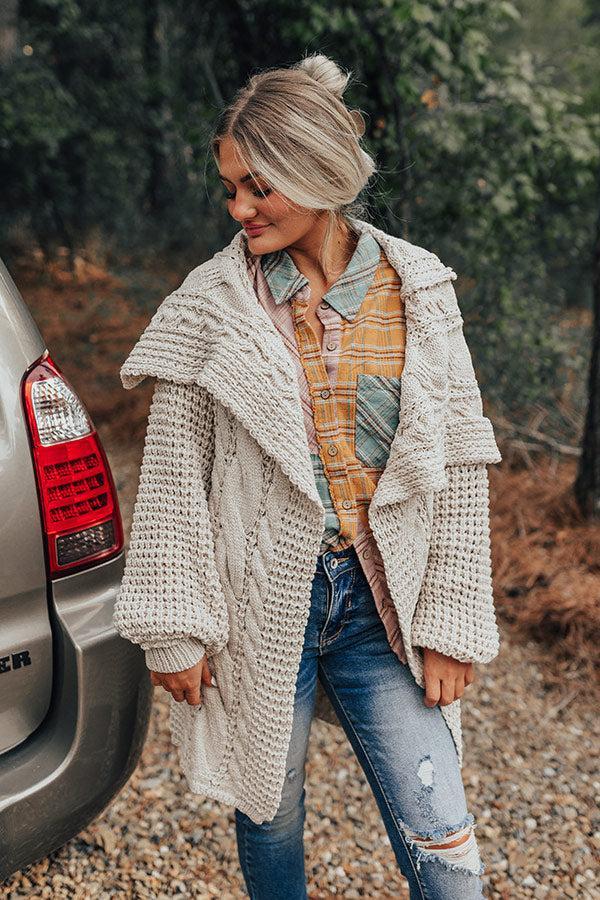 Mountain View Cable Knit Cardigan In Ivory Product Image