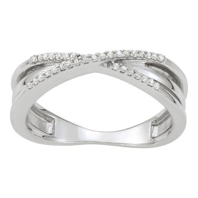 Jewelexcess Sterling Silver 1/10 Carat T.W. Diamond Crisscross Ring, Womens White Product Image