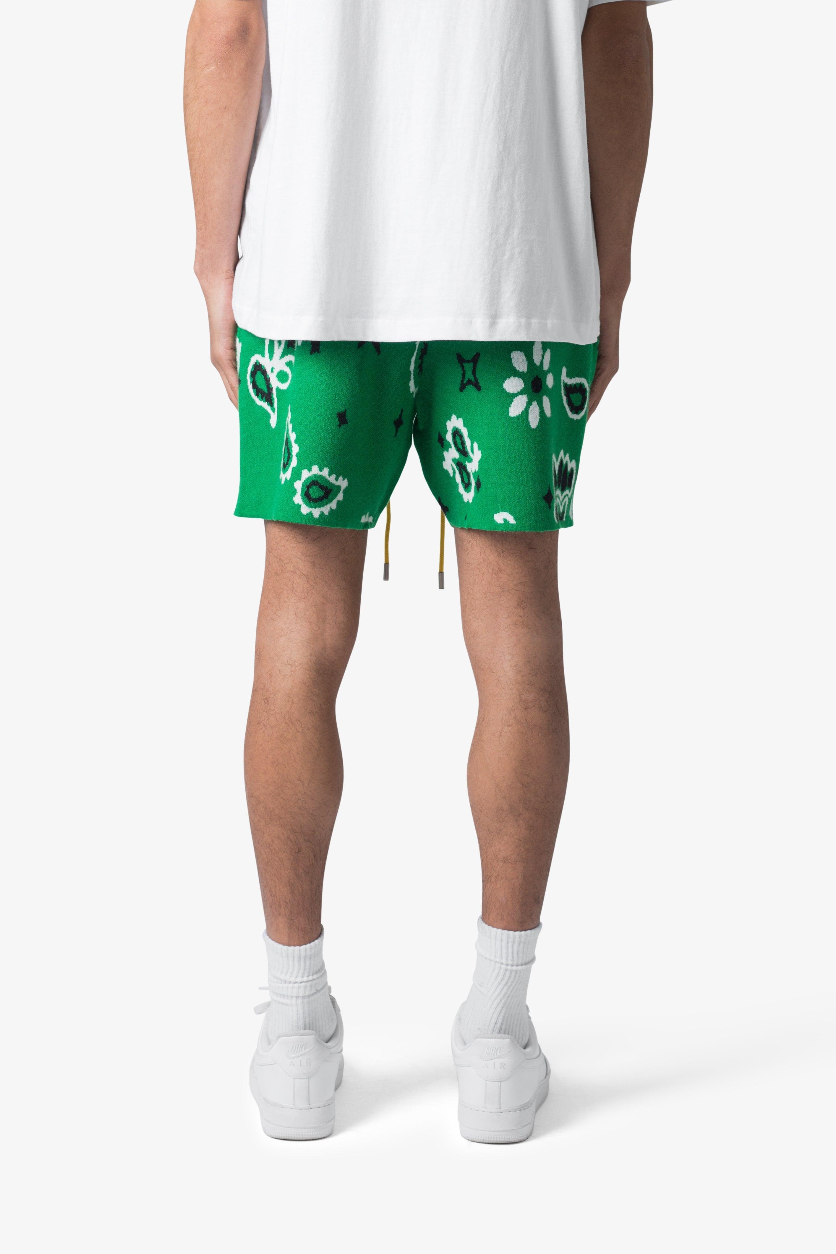 Paisley Knit Shorts - Green Product Image