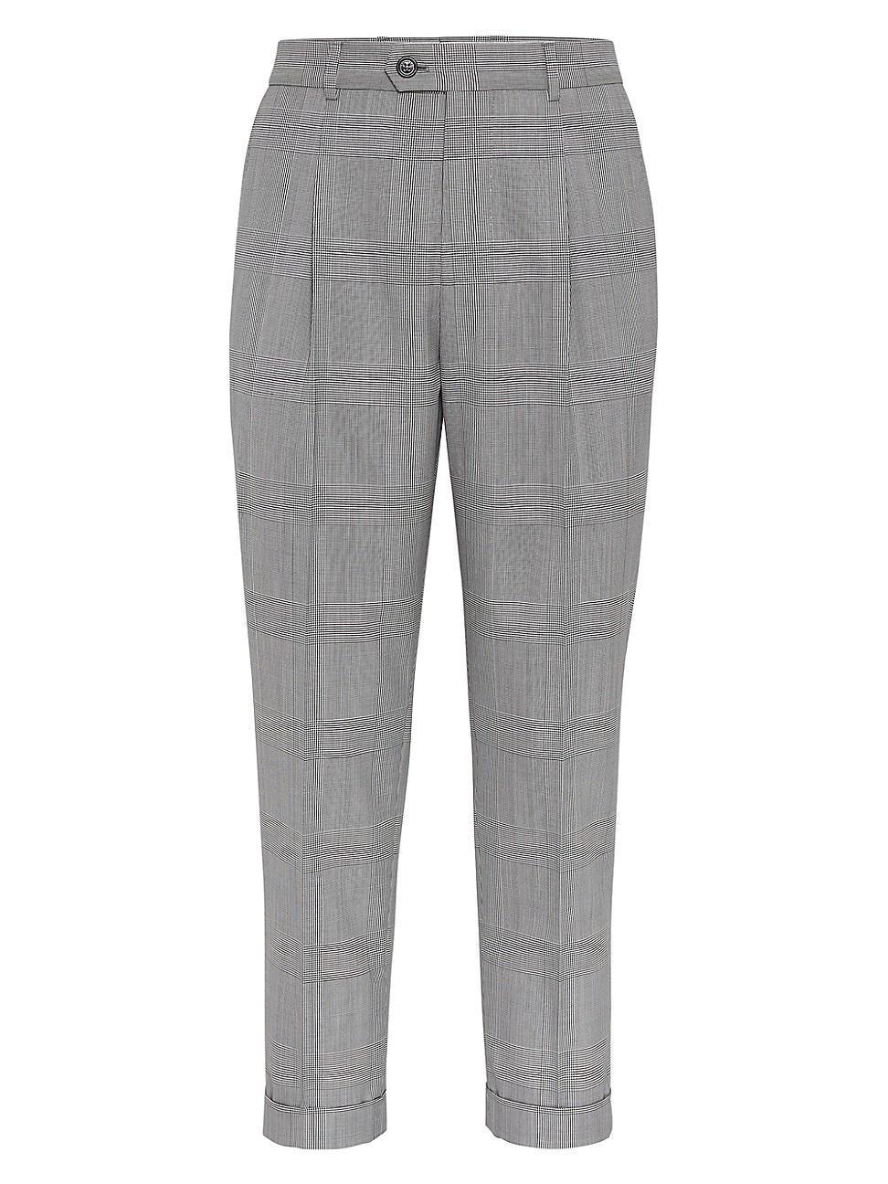 Mens Virgin Wool Prince of Wales Leisure Fit Trousers Product Image