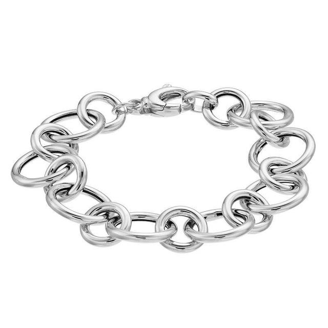 Sterling Silver Round Link Bracelet, Womens Product Image