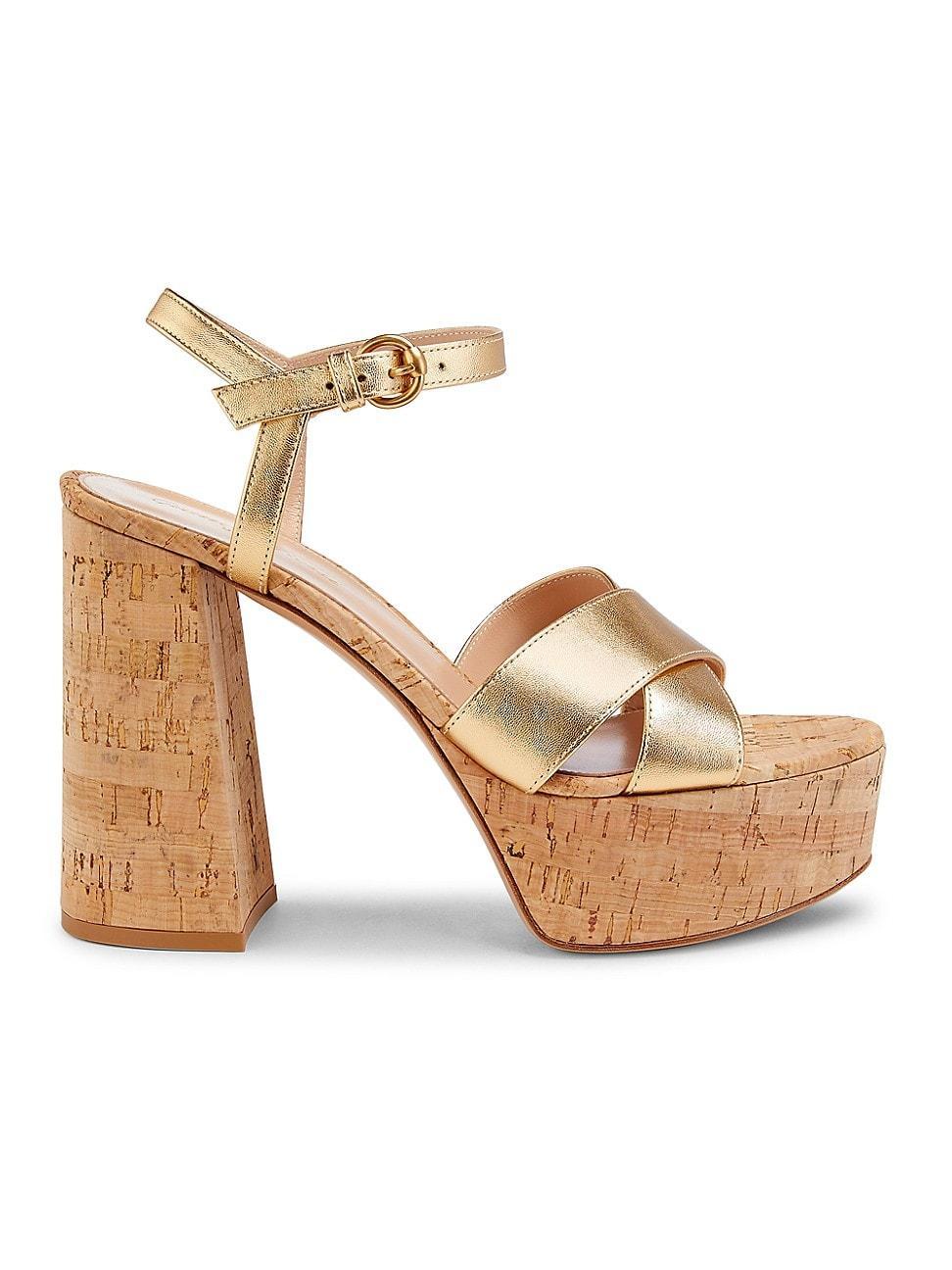 Womens Bebe Metallic Leather Platform Sandals Product Image