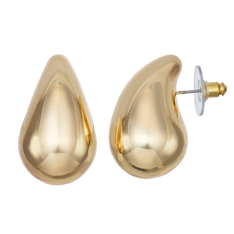 Nine West Gold Tone Puffy Teardrop Stud Earrings, Womens Product Image