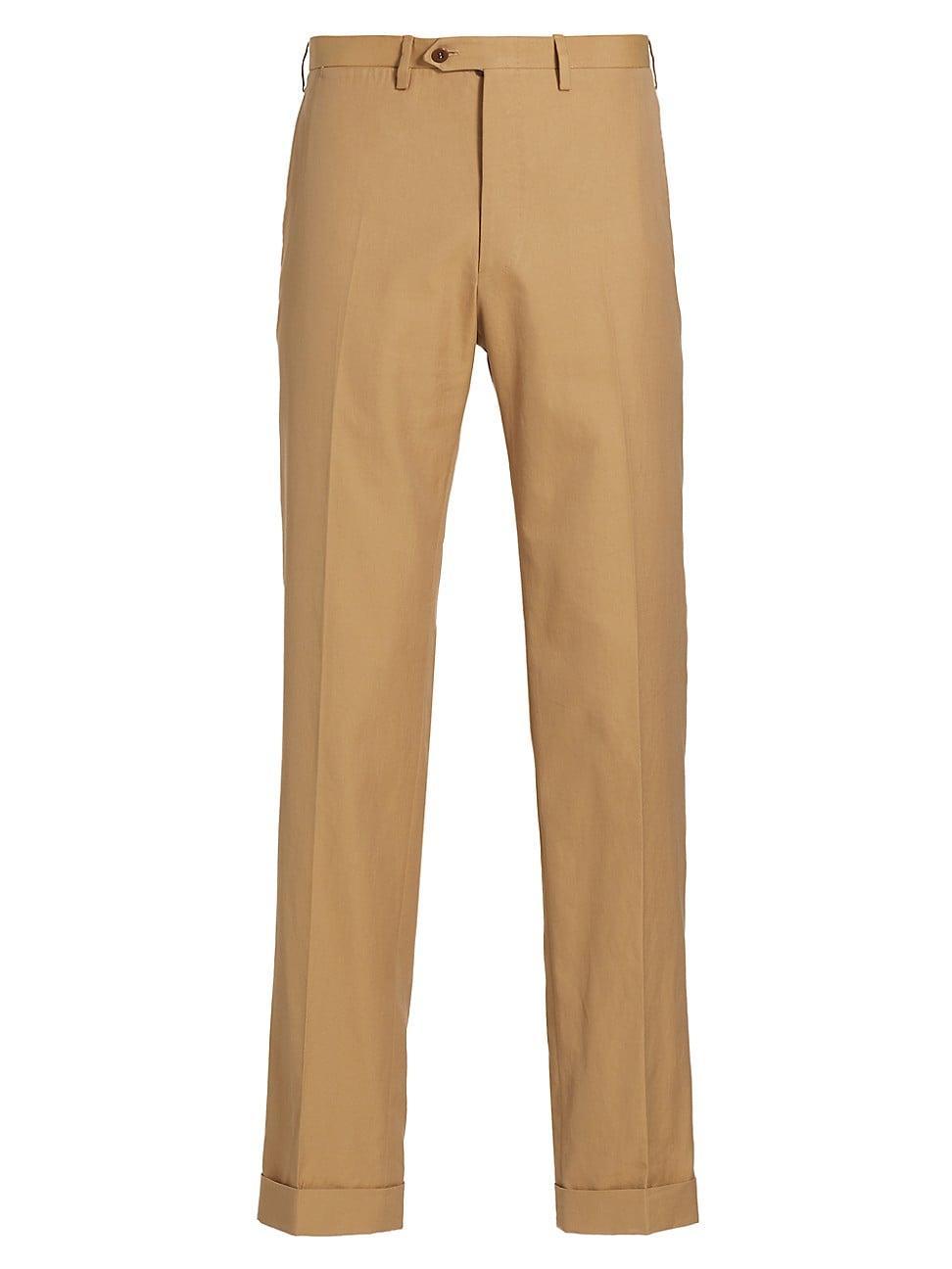 Mens Cotton Flat-Front Trousers Product Image