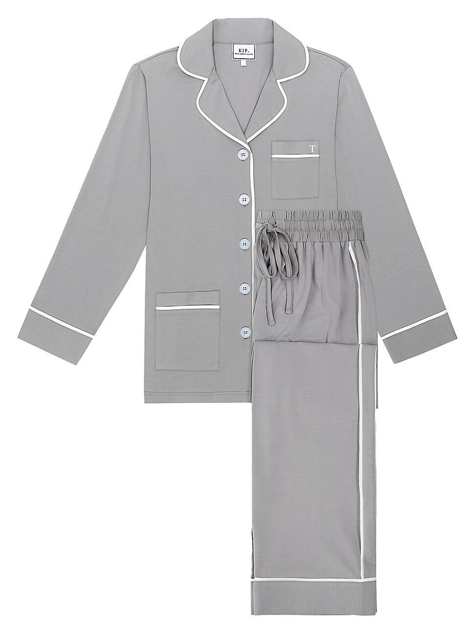 Womens Monogrammed Cotton Two-Piece Pajama Set Product Image