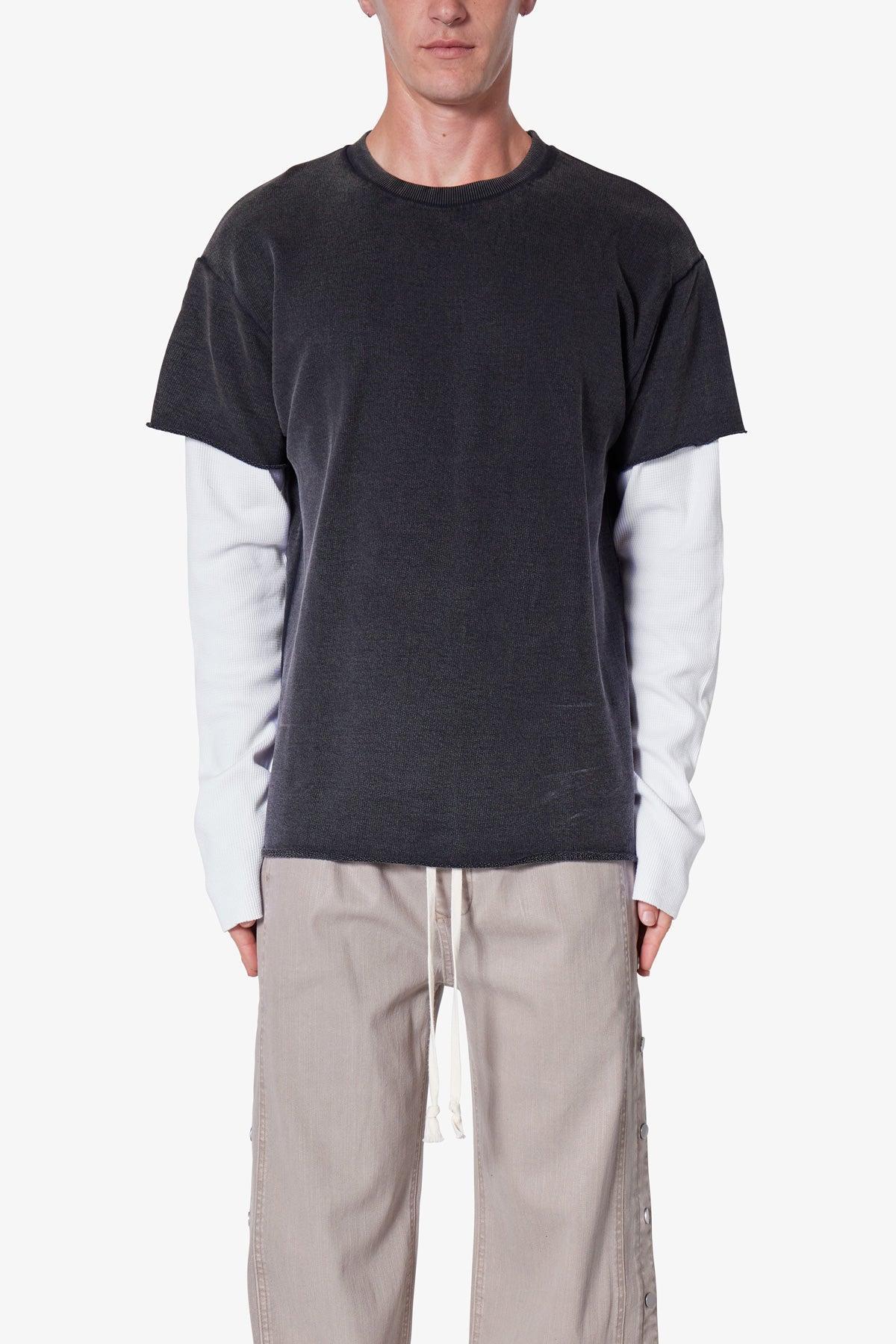 French Terry Double Layer Thermal L/S Tee - Washed Black Product Image