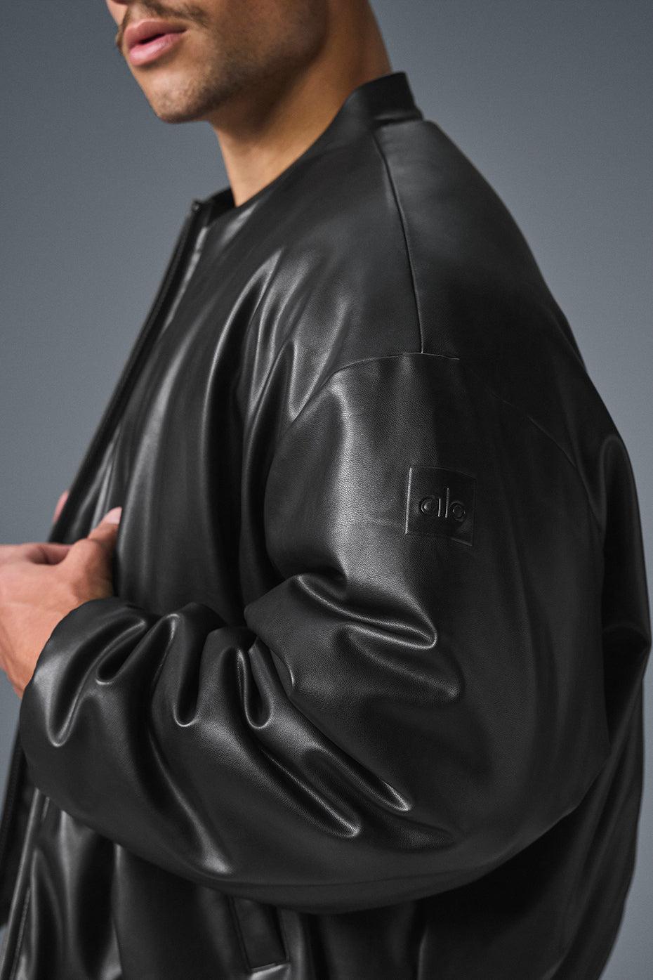 Faux Leather Premier Bomber - Black Male Product Image