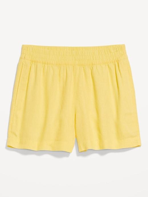 High-Waisted Linen-Blend Pull-On Shorts -- 3.5-inch inseam Product Image