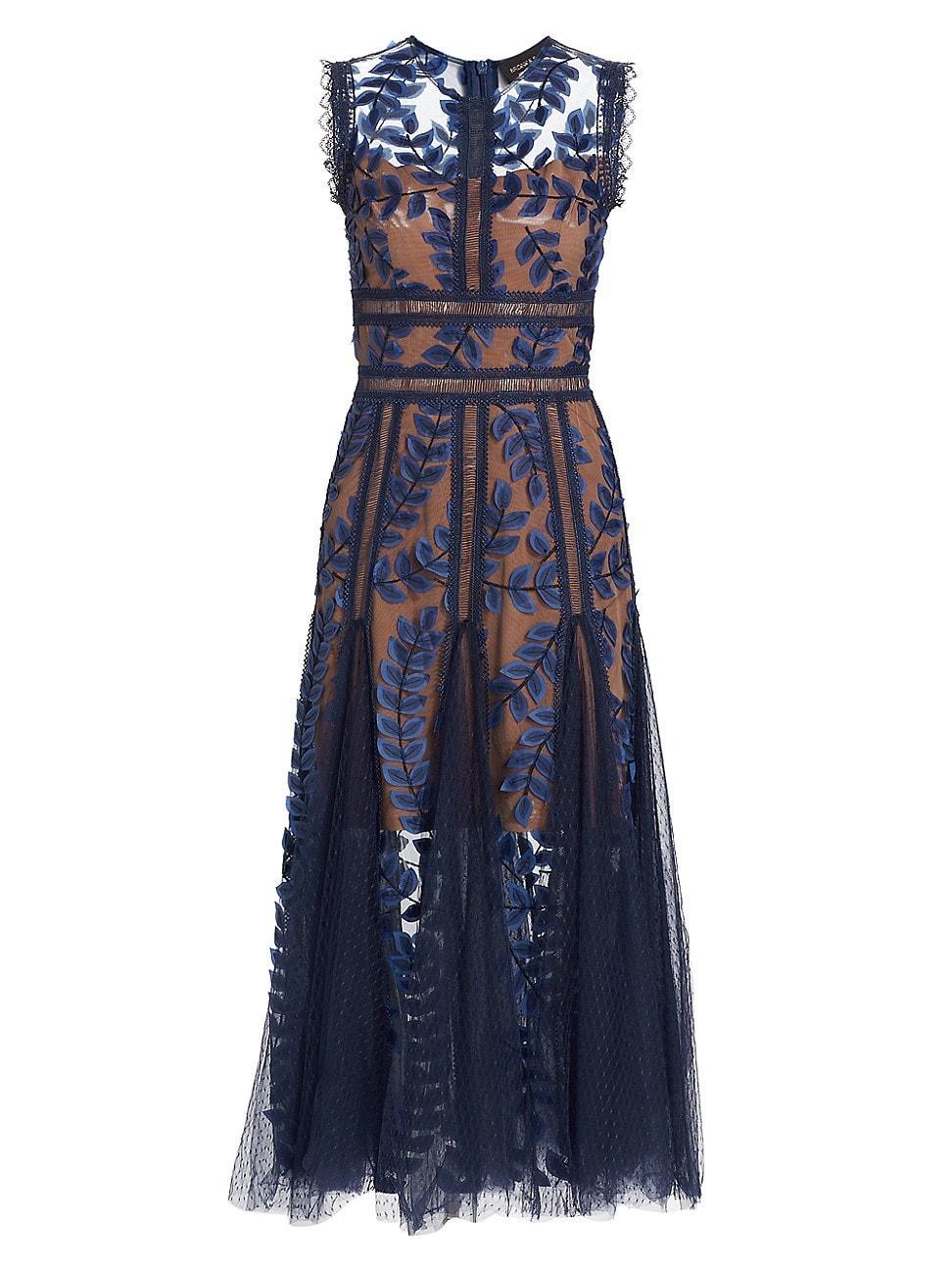 Saba Embroidered Mesh Midi-Dress Product Image