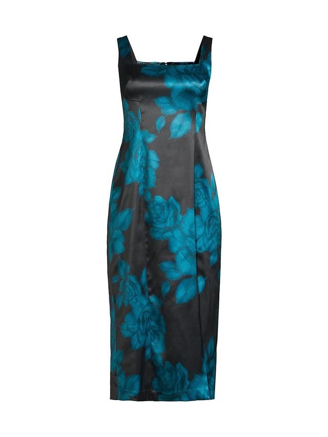 Womens Angi Floral Satin Sleeveless Midi-Dress Product Image