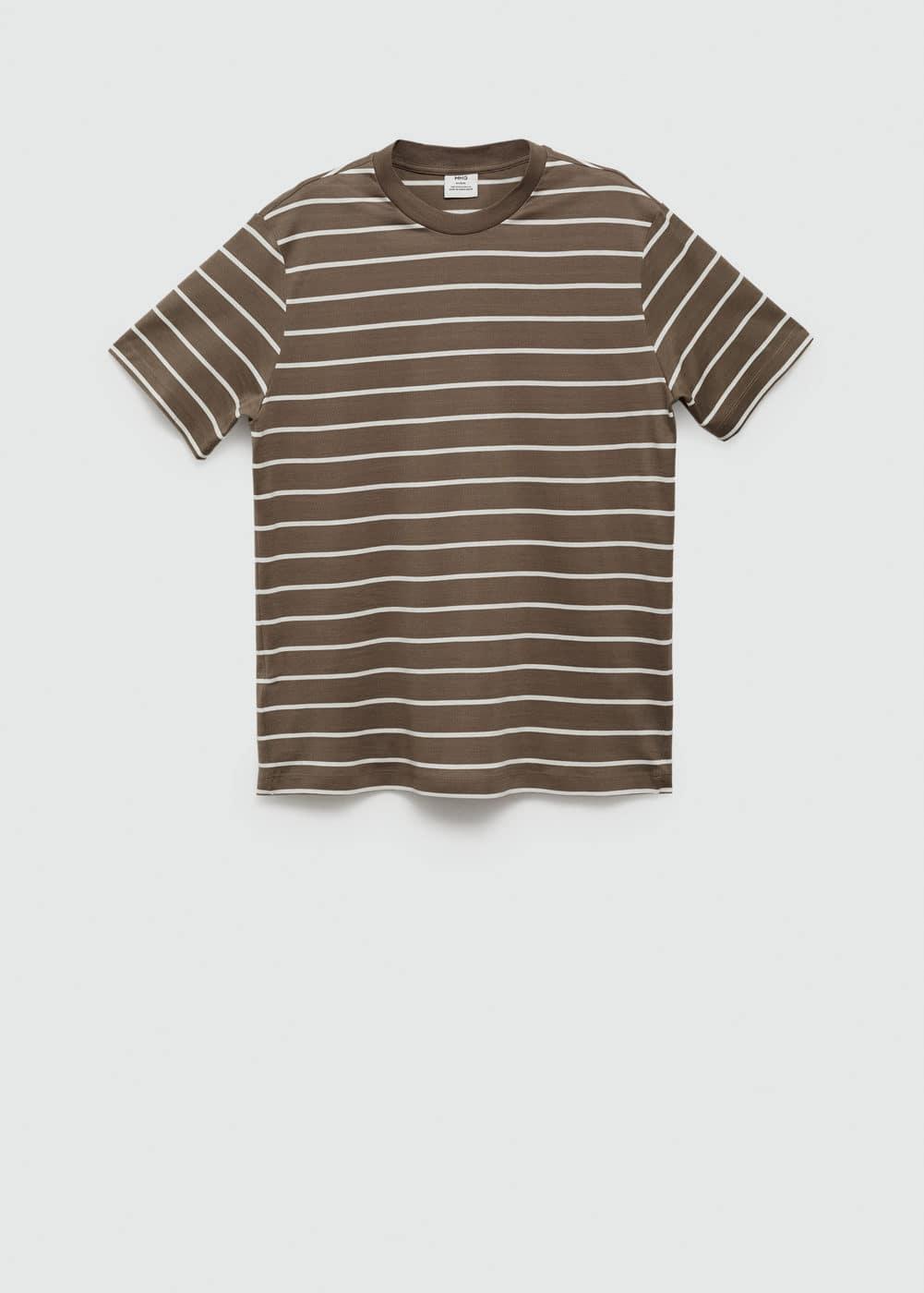 MANGO MAN - Striped cotton T-shirt khakiMen Product Image