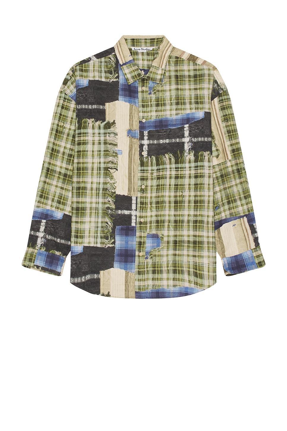 Acne Studios Patchwork Shirt in Green Product Image