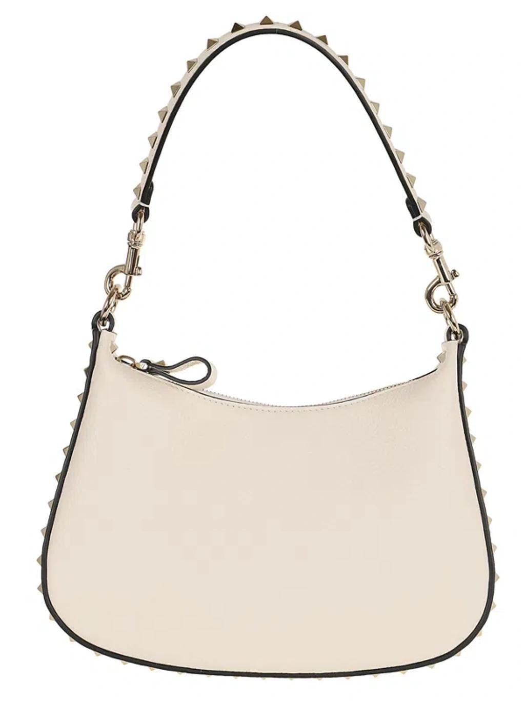 VALENTINO GARAVANI Small Hobo Rockstud In White Product Image