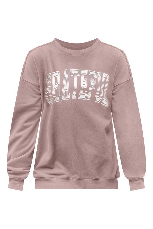 Grateful Block Mocha Oversized Graphic Sweatshirt Product Image