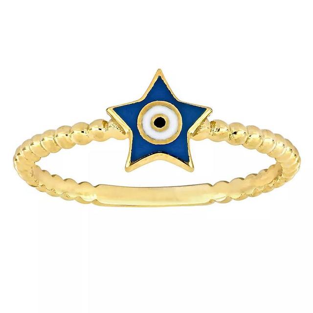 Stella Grace 14k Gold Turquoise & White Enamel Star Shape Evil Eye Ring, Womens Product Image