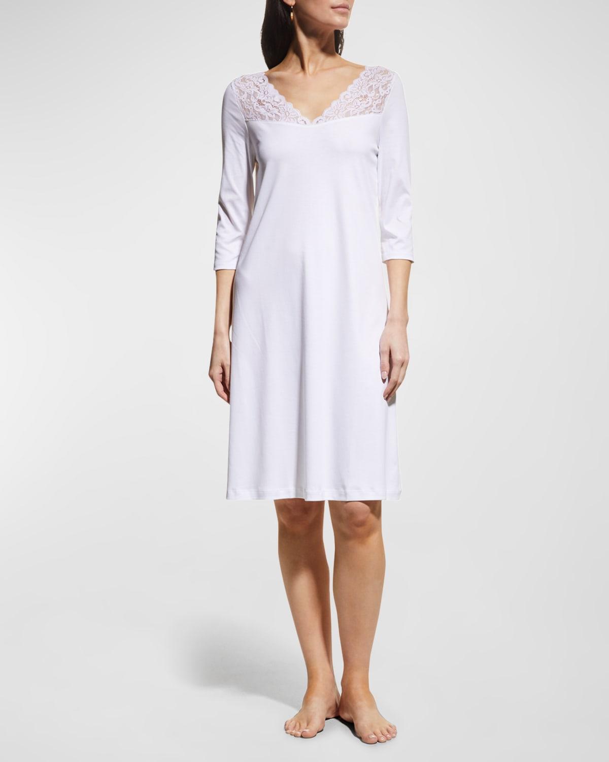 Womens Moments Three-Quarter Lace Yoke Night Gown Product Image