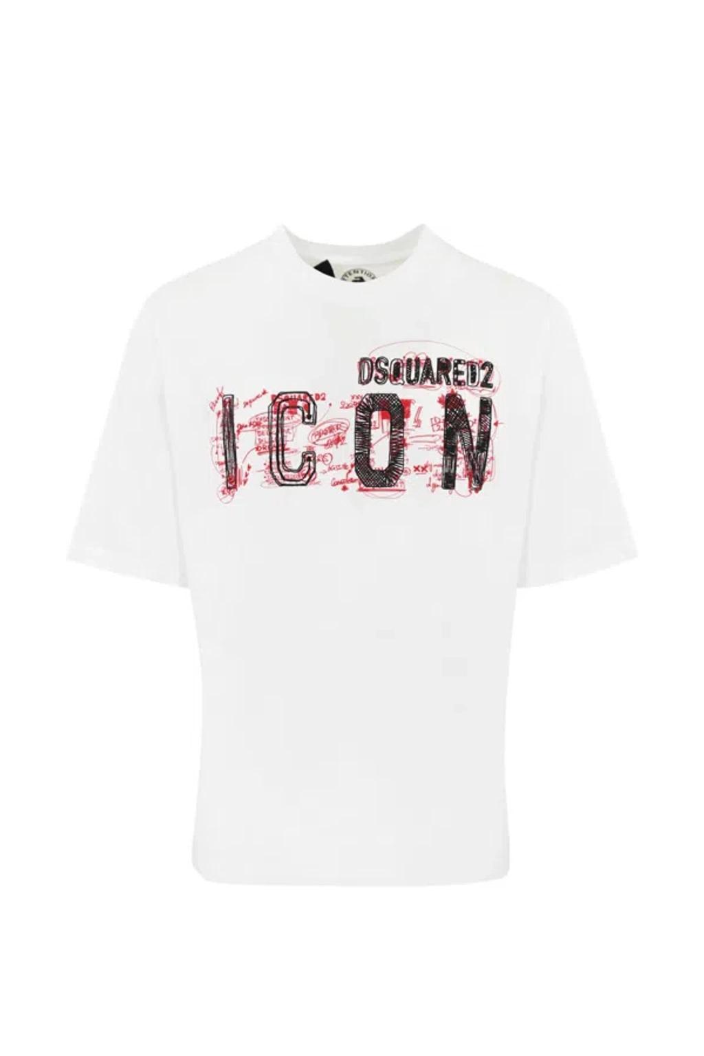 DSQUARED2 Be Icon Cotton T-shirt In Weiss Product Image