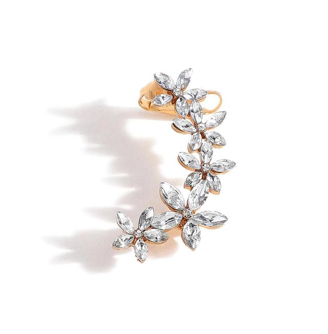 Sohi Womens Silver Embellished Cluster Ear cuff Earrings Product Image