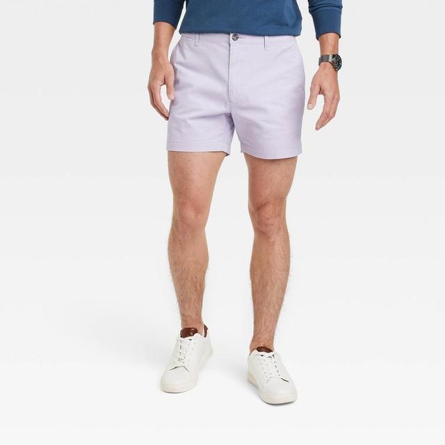 Mens Every Wear 5 Slim Fit Flat Front Chino Shorts - Goodfellow & Co Violet 30 Product Image