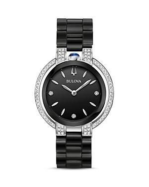 Bulova Womens Diamond (1/3 ct. t.w.) Rubaiyat Stainless Steel & Black Ceramic Bracelet Watch 35mm Product Image