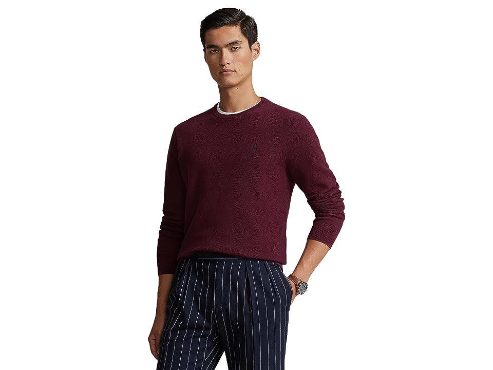 Polo Ralph Lauren Textured Cotton Crew Neck Sweater (Rich Ruby) Men's Clothing Product Image