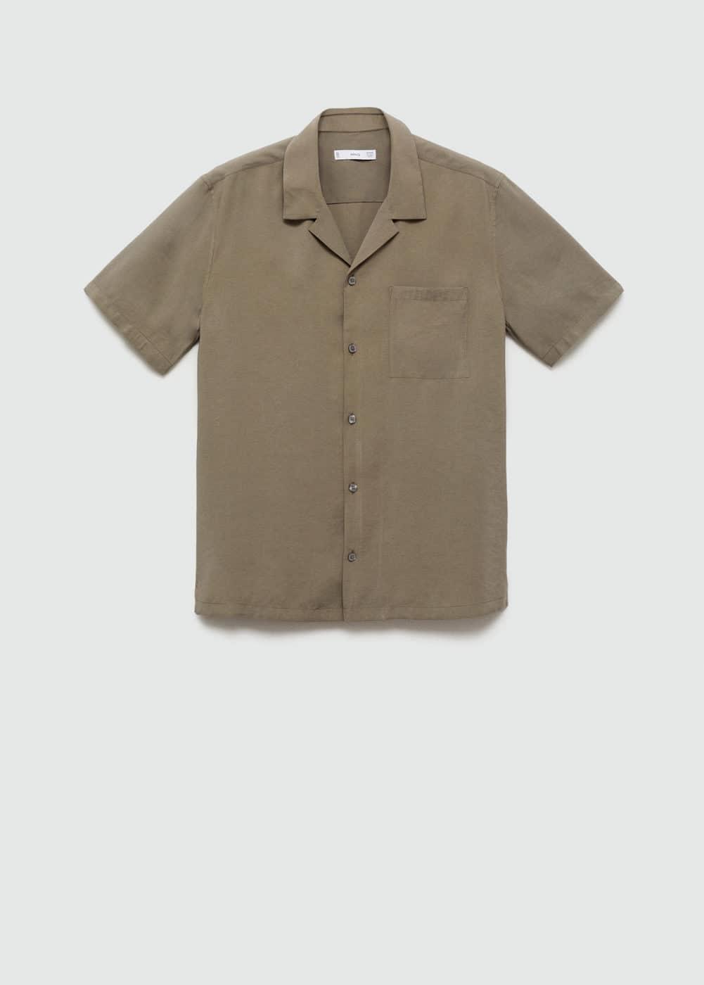 MANGO MAN - Regular-fit 100% Tencel shirt medium brownMen Product Image