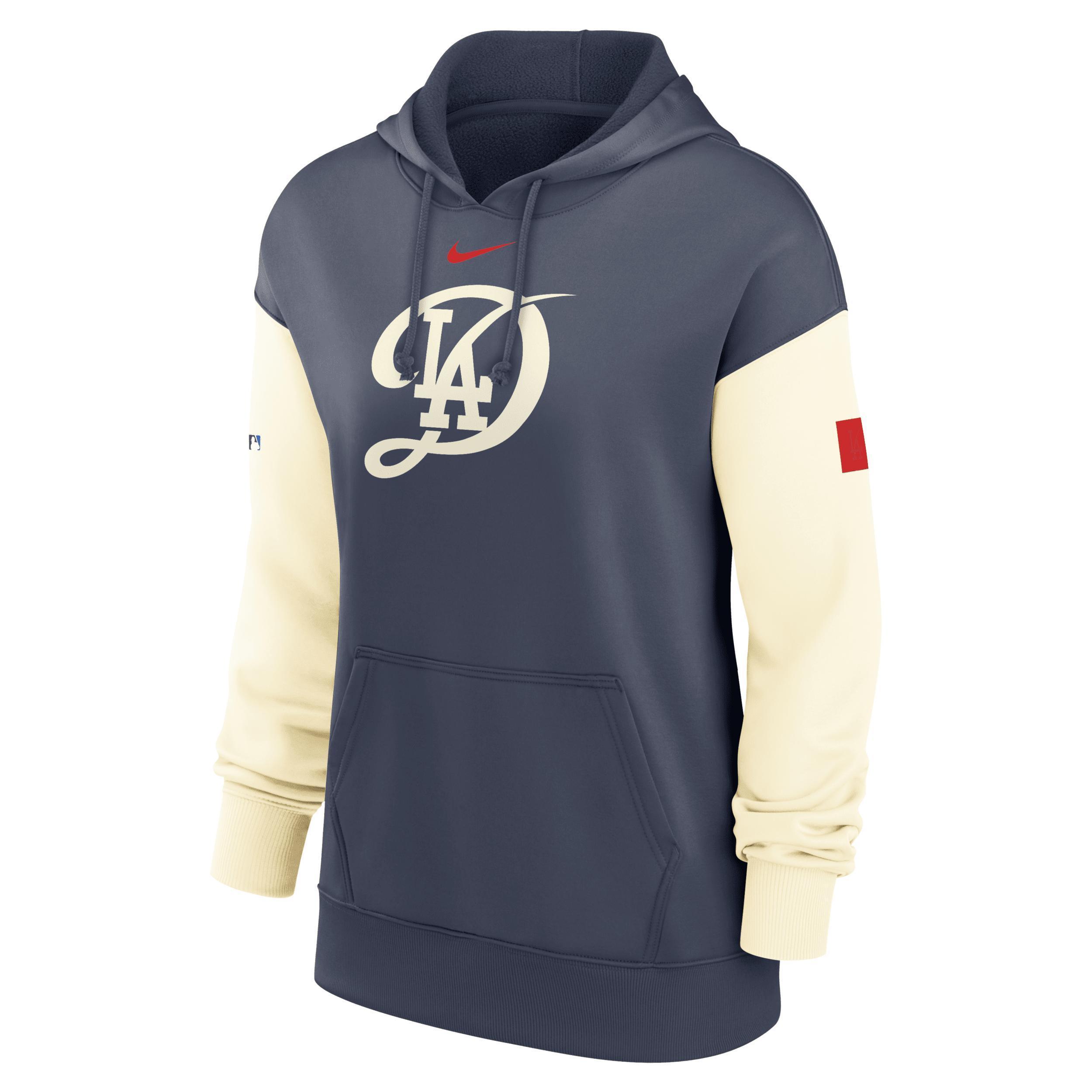 Los Angeles Dodgers Authentic Collection City Connect Practice Nike Women's Dri-FIT MLB Pullover Hoodie Product Image