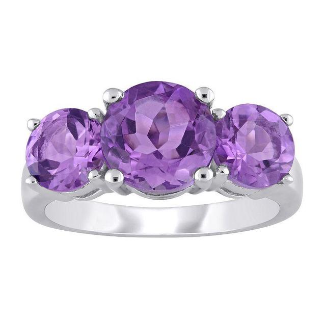 Stella Grace Sterling Silver Amethyst 3-Stone Ring, Womens Product Image