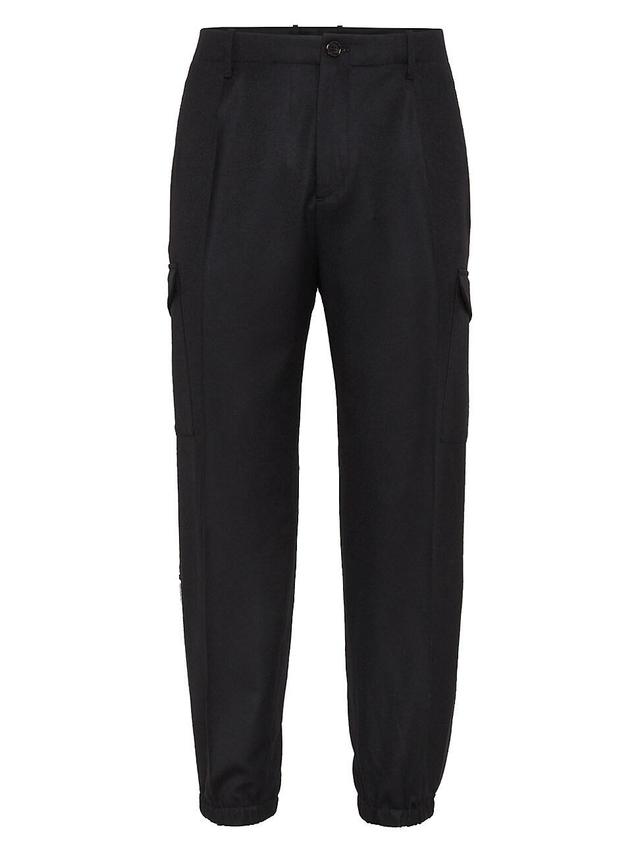 Mens Virgin Wool Flannel Leisure Fit Trousers with Pleats Product Image