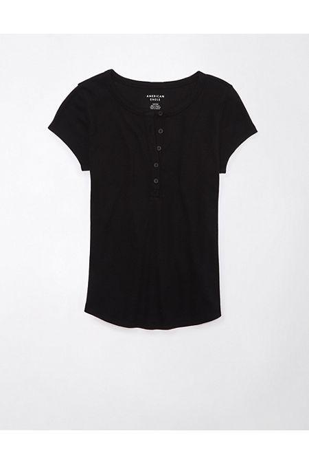 AE Ribbed Henley T-Shirt Womens Product Image