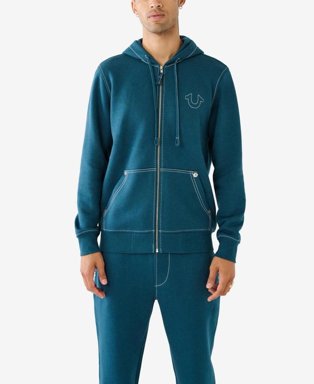 True Religion Mens Big T Zip Up Hoodie - Reflecting Pond Product Image