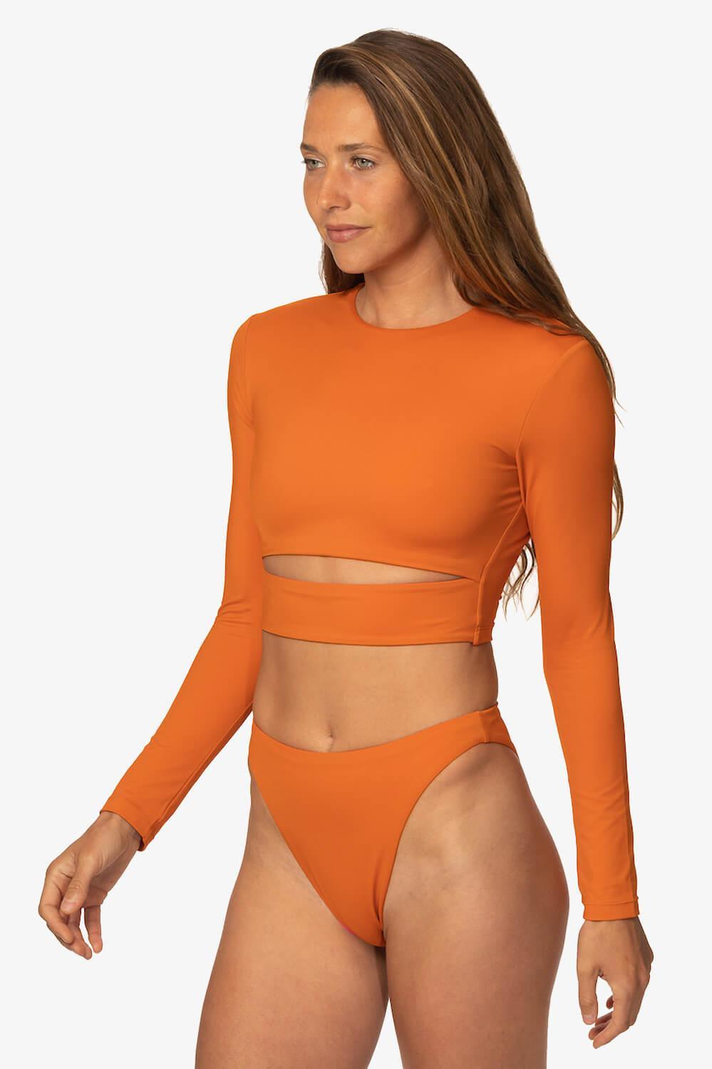 Taranaki Long Sleeved Crop Cut-Out Rashie - Ginger Female Product Image