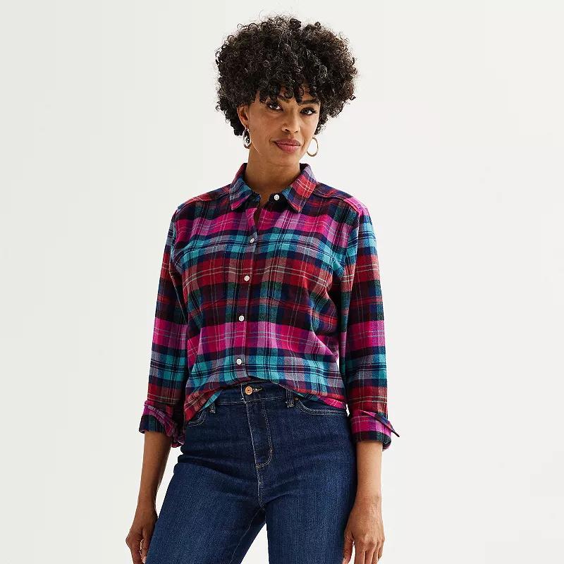 Womens Croft & Barrow The Extra Soft Plaid Flannel Shirt Product Image