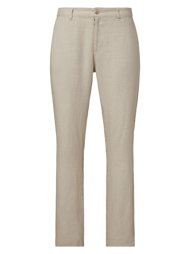 Mens Linen Flat-Front Trousers Product Image