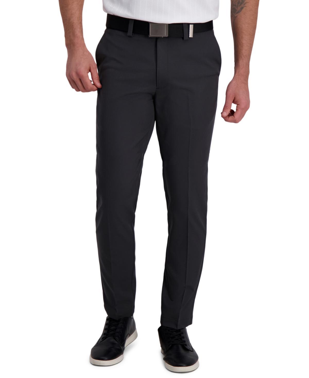 Mens Haggar Cool Right Performance Flex Slim-Fit Flat-Front Pants Dark Gray Grey Product Image