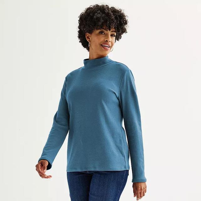 Womens Croft & Barrow Essential Long-Sleeve Mockneck Top Product Image