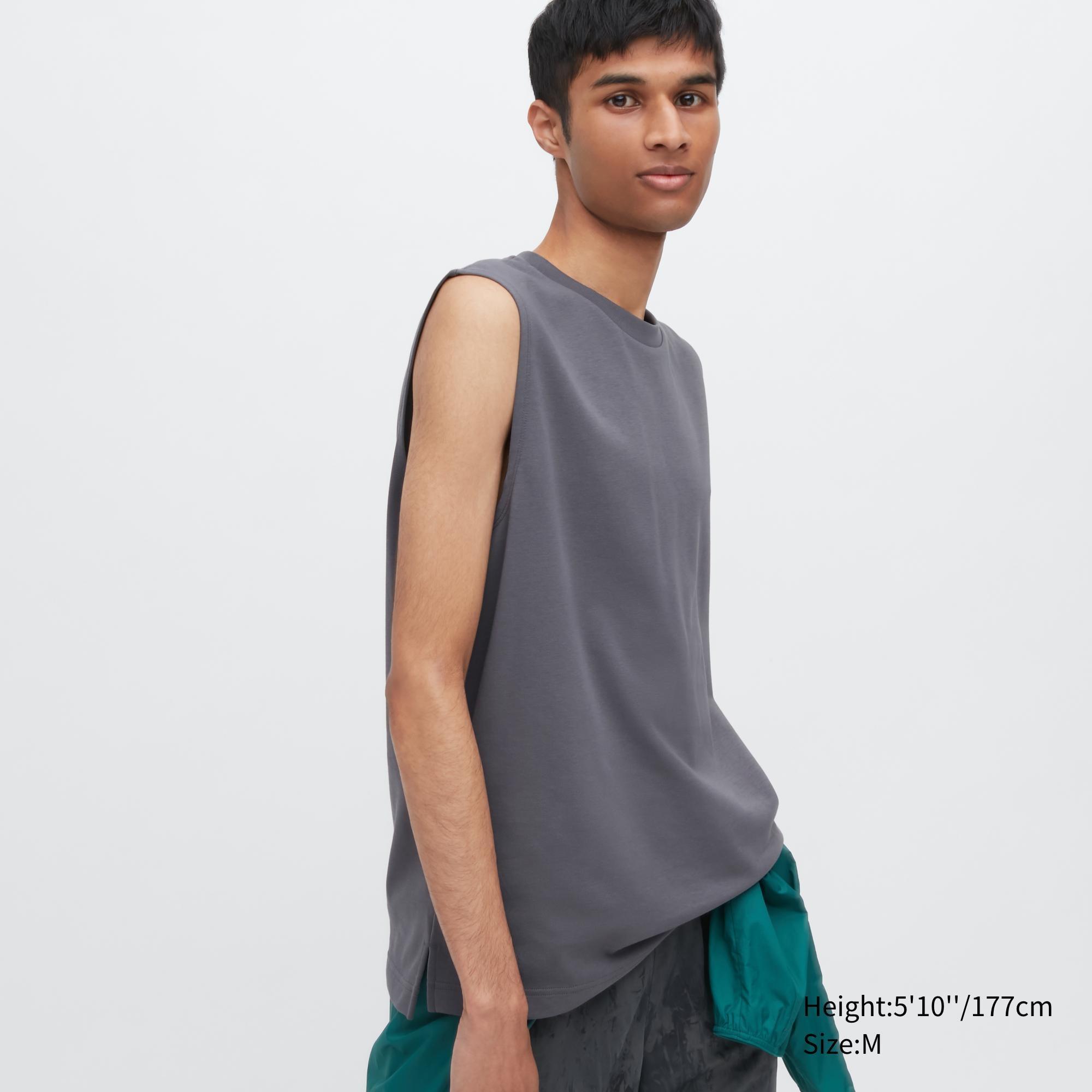 Mens Airism Cotton Sleeveless T-Shirt with Quick-Drying Gray XS UNIQLO US Product Image