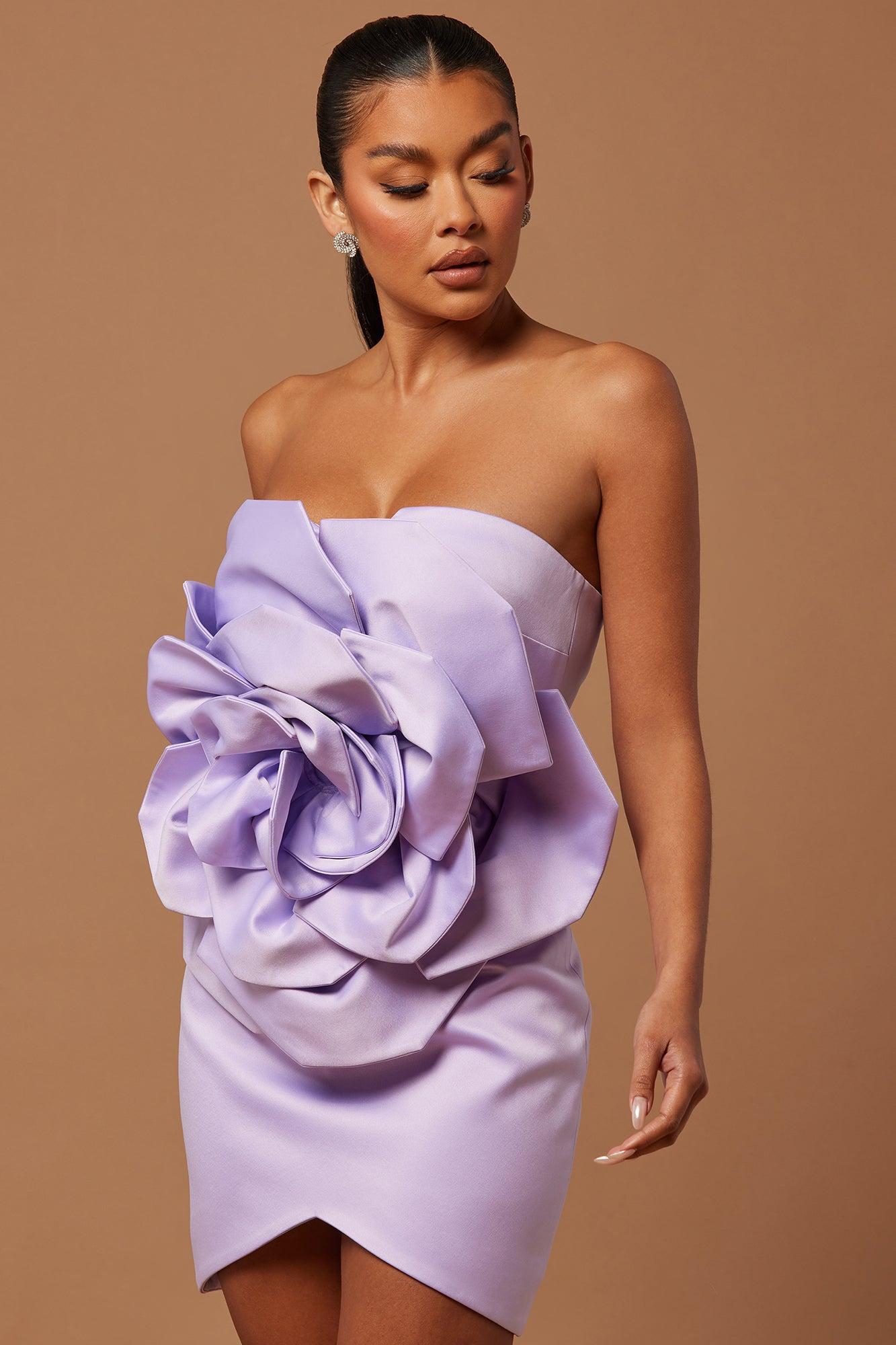 Deena Rose Satin Mini Dress - Lavender Product Image