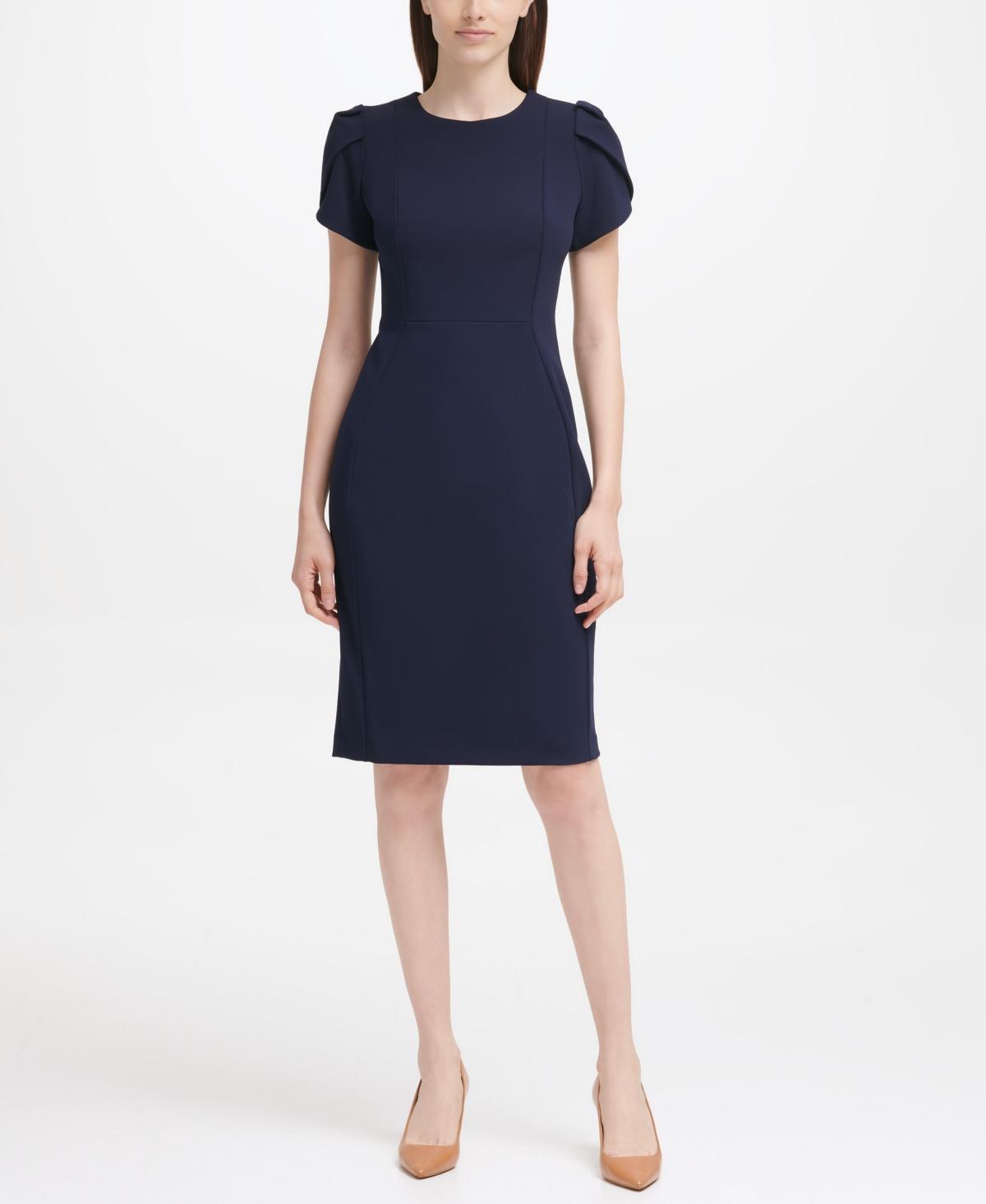 Calvin Klein Tulip Sleeve Sheath Dress (Indigo) Women's Dress Product Image