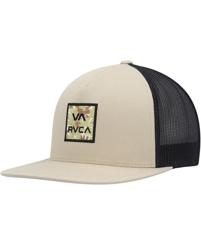 Mens Rvca Khaki Va All The Way Print Trucker Snapback Hat Product Image