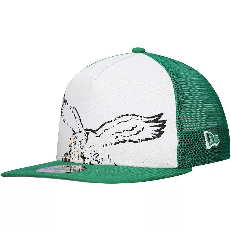 Mens New Era /Kelly Green Philadelphia Eagles Distressed 9FIFTY A-Frame Snapback Hat Product Image