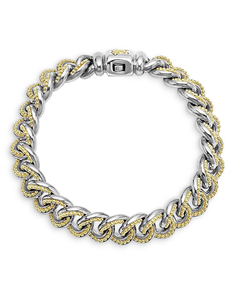 Lagos Mens 18K Yellow Gold & Sterling Silver Anthem Beaded Curb Link Bracelet - 100% Exclusive Product Image