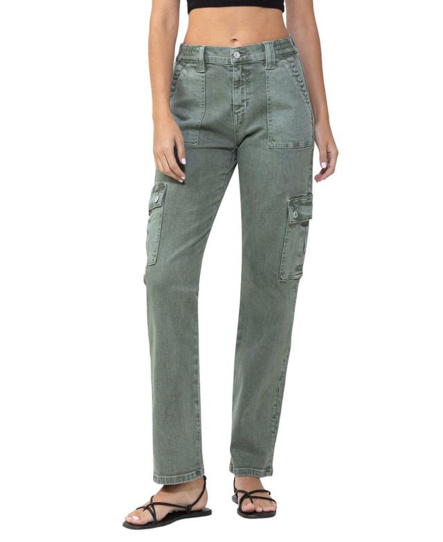 Women's High Rise Cargo Straight Jeans Product Image