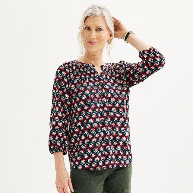 Womens Croft & Barrow Staple Smocked Blouse Product Image