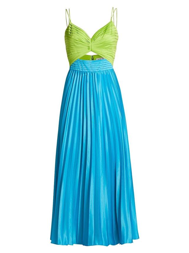 Womens Silas Pleated Colorblocked Midi-Dress Product Image