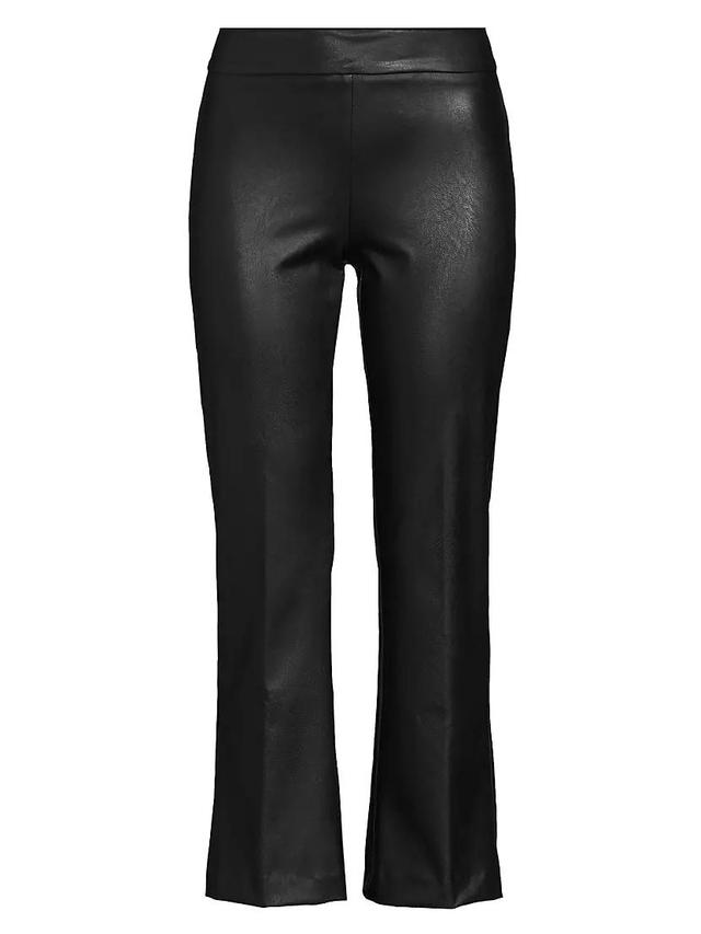 Faux-Leather Ankle-Crop Flared Pants Product Image