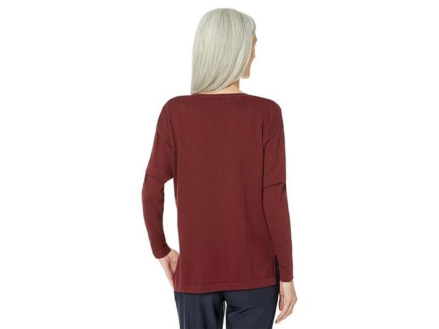 Lisette L Montreal Casey Cotton V-Neck Sweater (Merlot) Women's Sweater Product Image