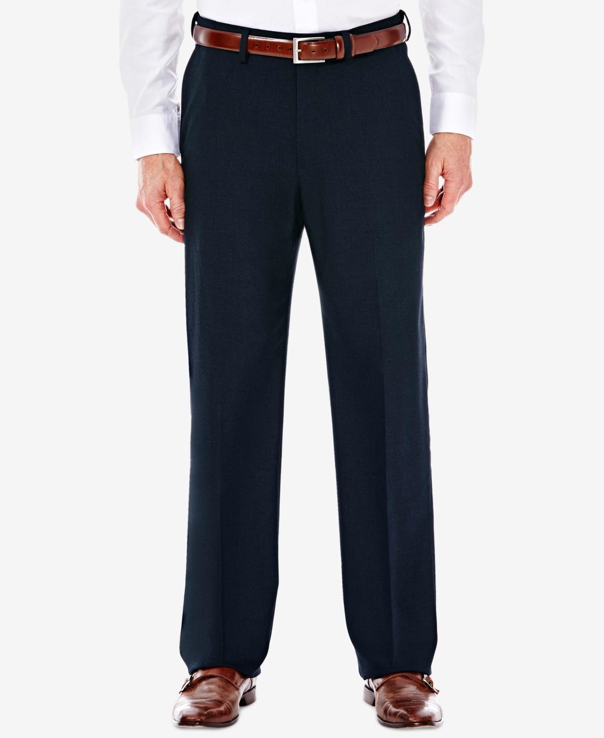 Mens J.M. Haggar Premium Classic-Fit Flat-Front Stretch Suit Pants Dark Blue Product Image