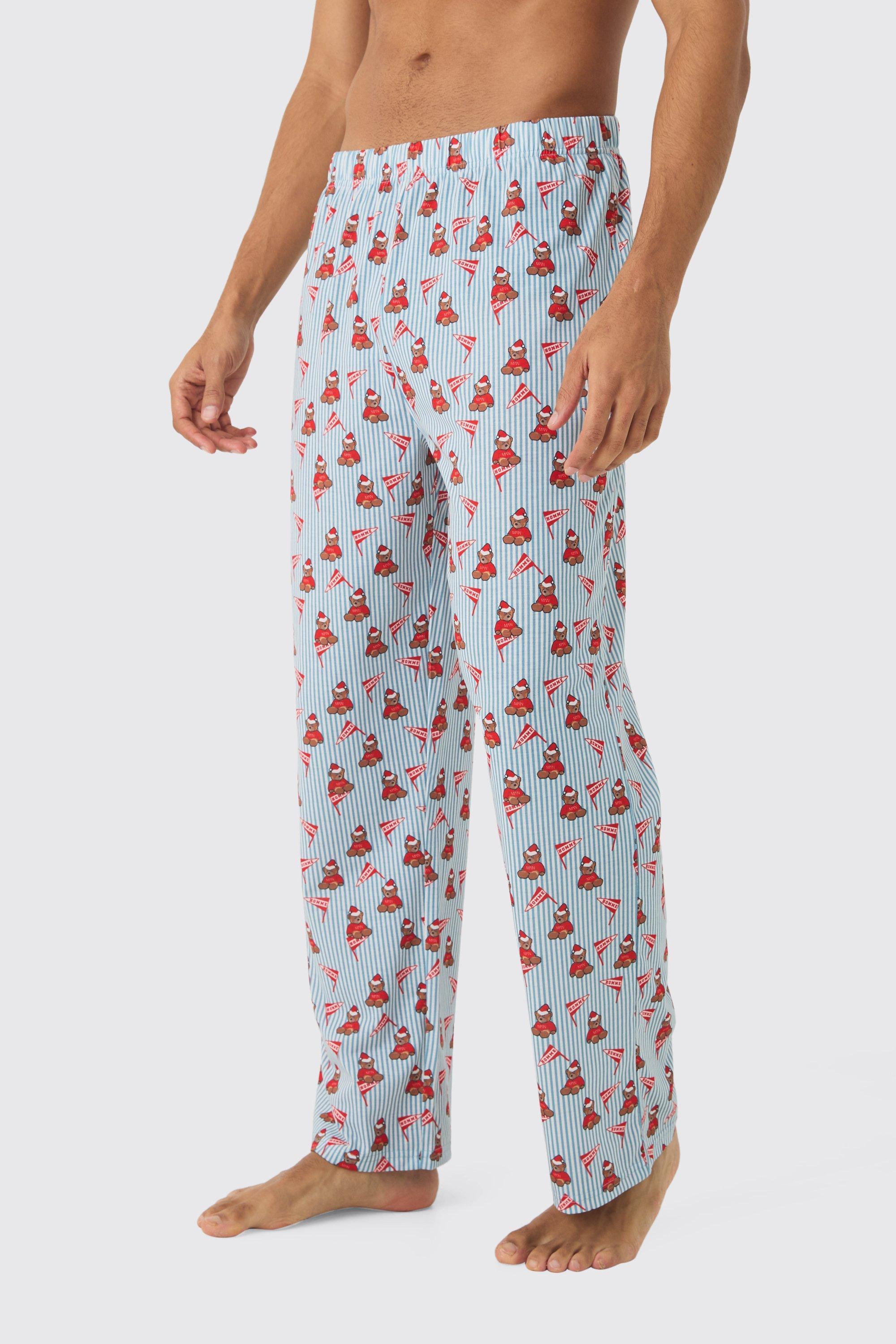 Homme Teddy Bear Christmas Lounge Bottoms | boohooMAN USA Product Image