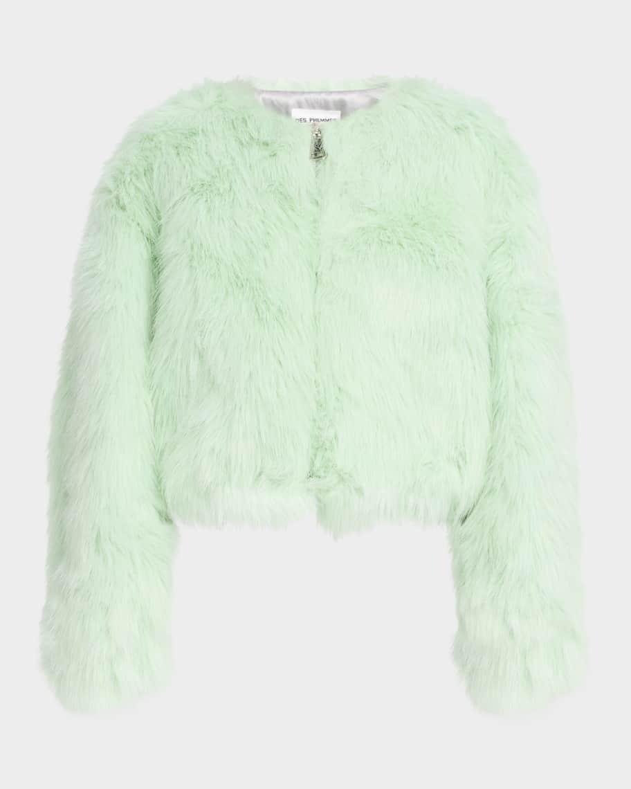 Cropped Faux Fur Bomber Jacket product image